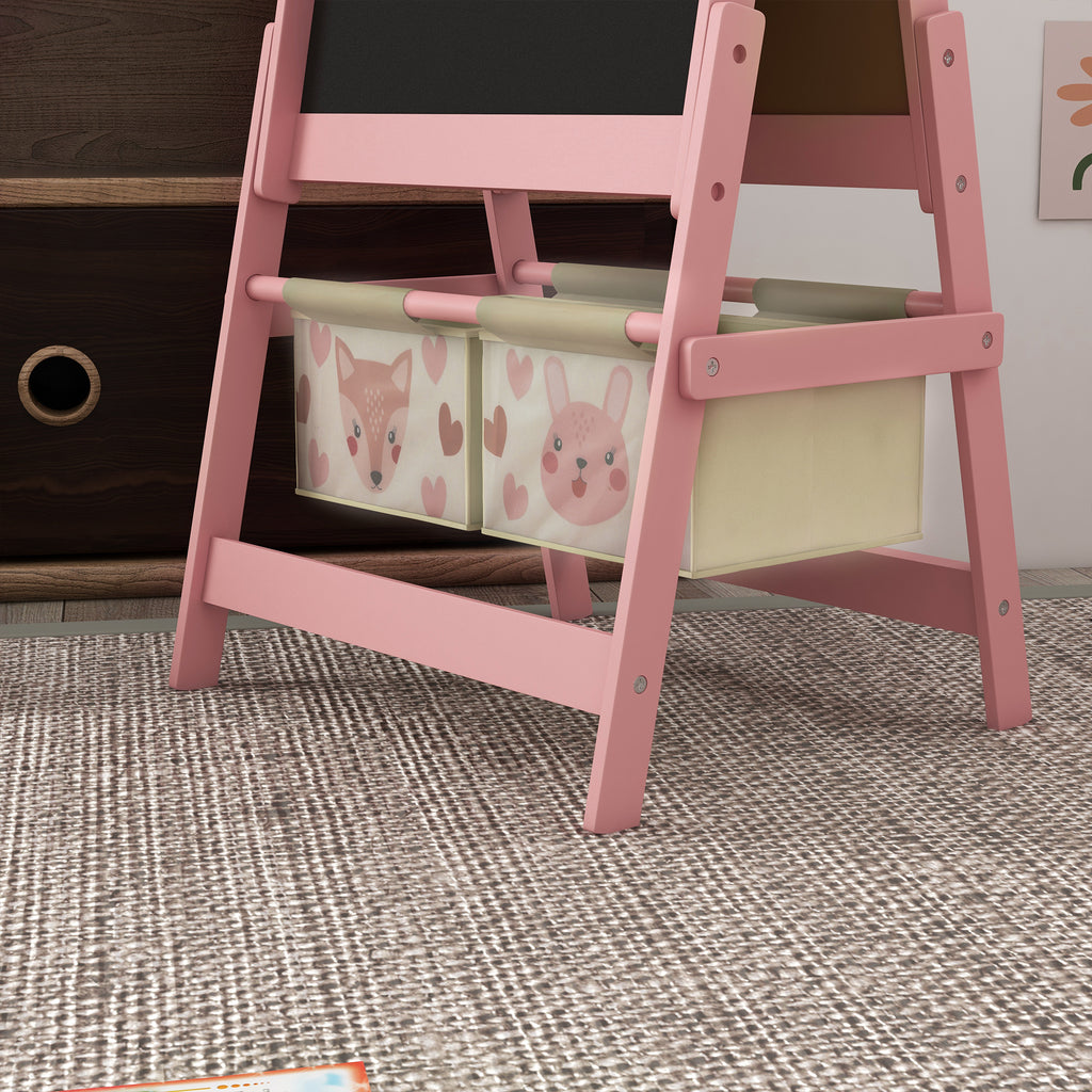 Three-In-One Kids Easel with Paper Roll, Art Easel, with Storage - Pink | AIYAPLAY